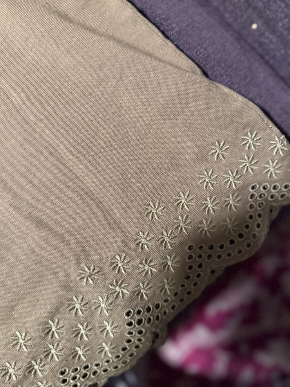 NWT Jcrew New Day Olive Eyelet Hem Tee - Women's Short Sleeve Top - Picture 3 of 5